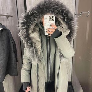 Rudsak- Montreal Down Jacket with fur in
Grey, Size S